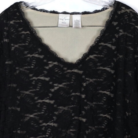 Emma James by Liz Claiborne Lace Top Blouse Long Sleeve - Picture 4 of 6